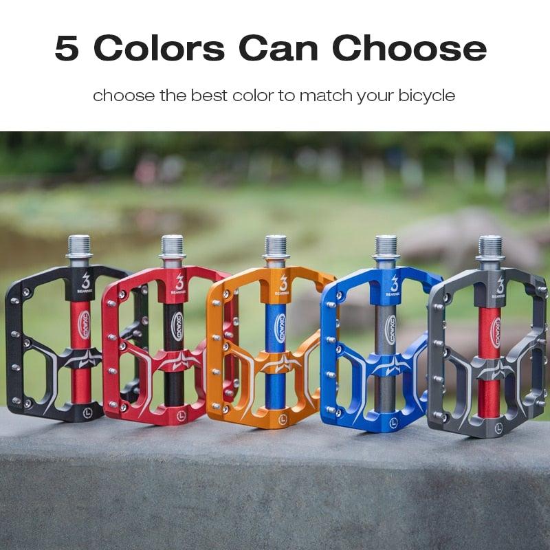 Pédales de vélo plates Route 3 roulements étanches Pédales de vélo VTT Pédales de VTT plate-forme large Accessoires Pédales de VTT Pédales de vélo plates en aluminium avec roulement étanche légères pour route VTT