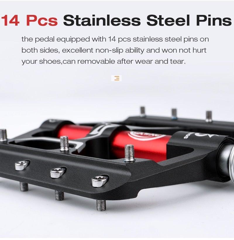 Pédales de vélo plates Route 3 roulements étanches Pédales de vélo VTT Pédales de VTT plate-forme large Accessoires Pédales de VTT Pédales de vélo plates en aluminium avec roulement étanche légères pour route VTT