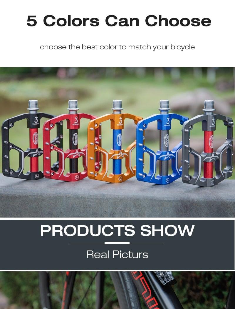 Pédales de vélo plates Route 3 roulements étanches Pédales de vélo VTT Pédales de VTT plate-forme large Accessoires Pédales de VTT Pédales de vélo plates en aluminium avec roulement étanche légères pour route VTT