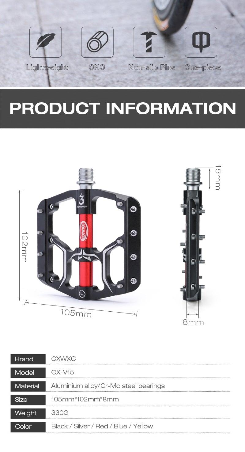Pédales de vélo plates Route 3 roulements étanches Pédales de vélo VTT Pédales de VTT plate-forme large Accessoires Pédales de VTT Pédales de vélo plates en aluminium avec roulement étanche légères pour route VTT