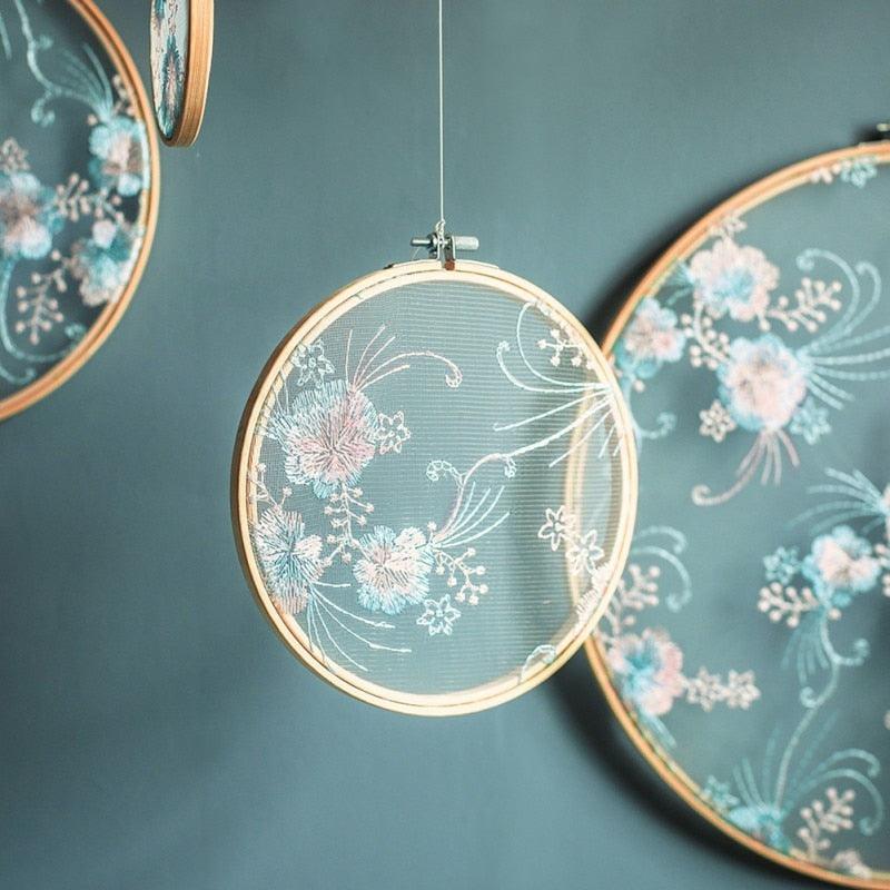 Support de Présentation Rond Plat en Broderie de Filet Filet de Fil Ornements de Mariage Décorations Murales Décoration Tendance pour Salon ou Chambre Art Mural Unique