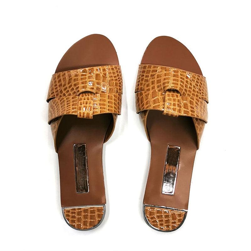 Chaussures plates pour femmes, sandales d'été en cuir couleur bonbon, à bout ouvert, décontractées, confortables, mocassins à enfiler pour femmes, chaussures plates élégantes pour femmes