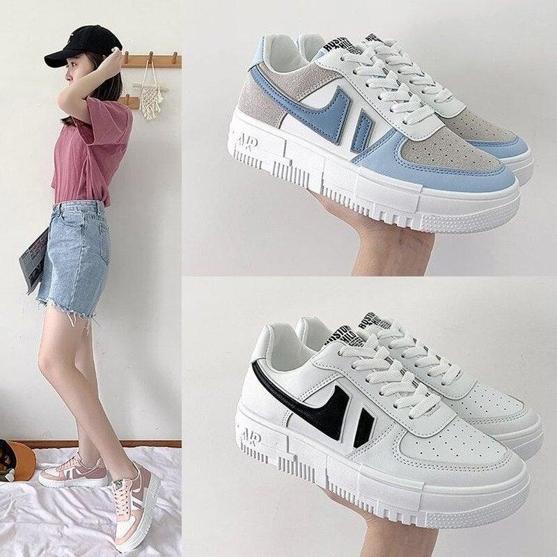 Baskets plates pour femmes, chaussures décontractées respirantes à lacets pour femmes, chaussures de marche confortables blanches, baskets respirantes pour femmes, baskets de sport plates à coupe basse, design classique à lacets