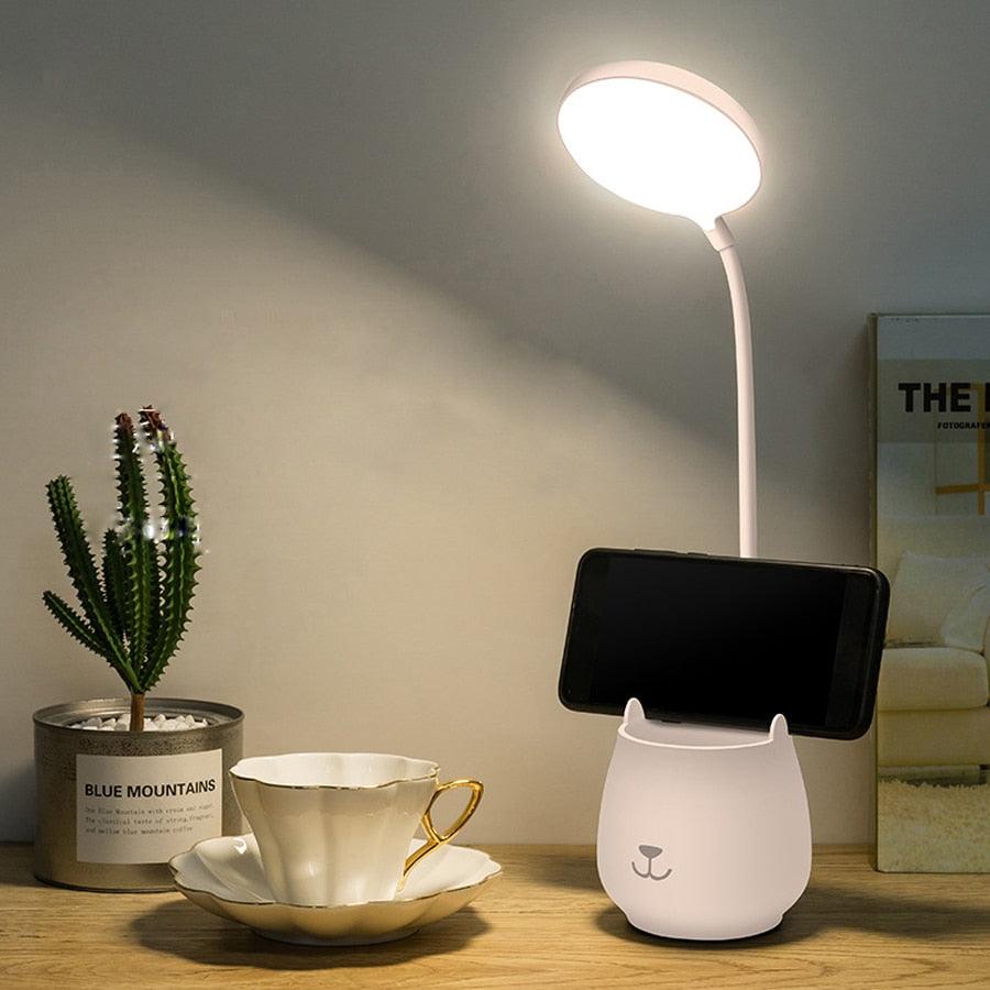 Lampes de table LED flexibles avec USB tactile à intensité variable Lampe de bureau sur pied LED Lampe de lecture moderne et flexible avec porte-stylo Lampe de table décorative Jolies lampes d'étude pour la décoration de la chambre à coucher