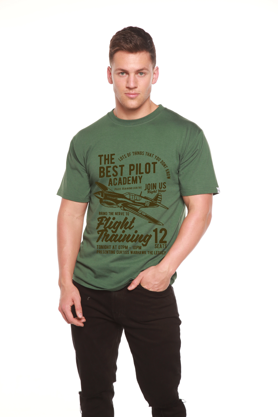 T-shirt à manches courtes en viscose de bambou/coton biologique Flight Training pour homme