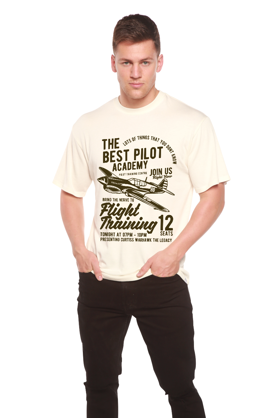T-shirt à manches courtes en viscose de bambou/coton biologique Flight Training pour homme