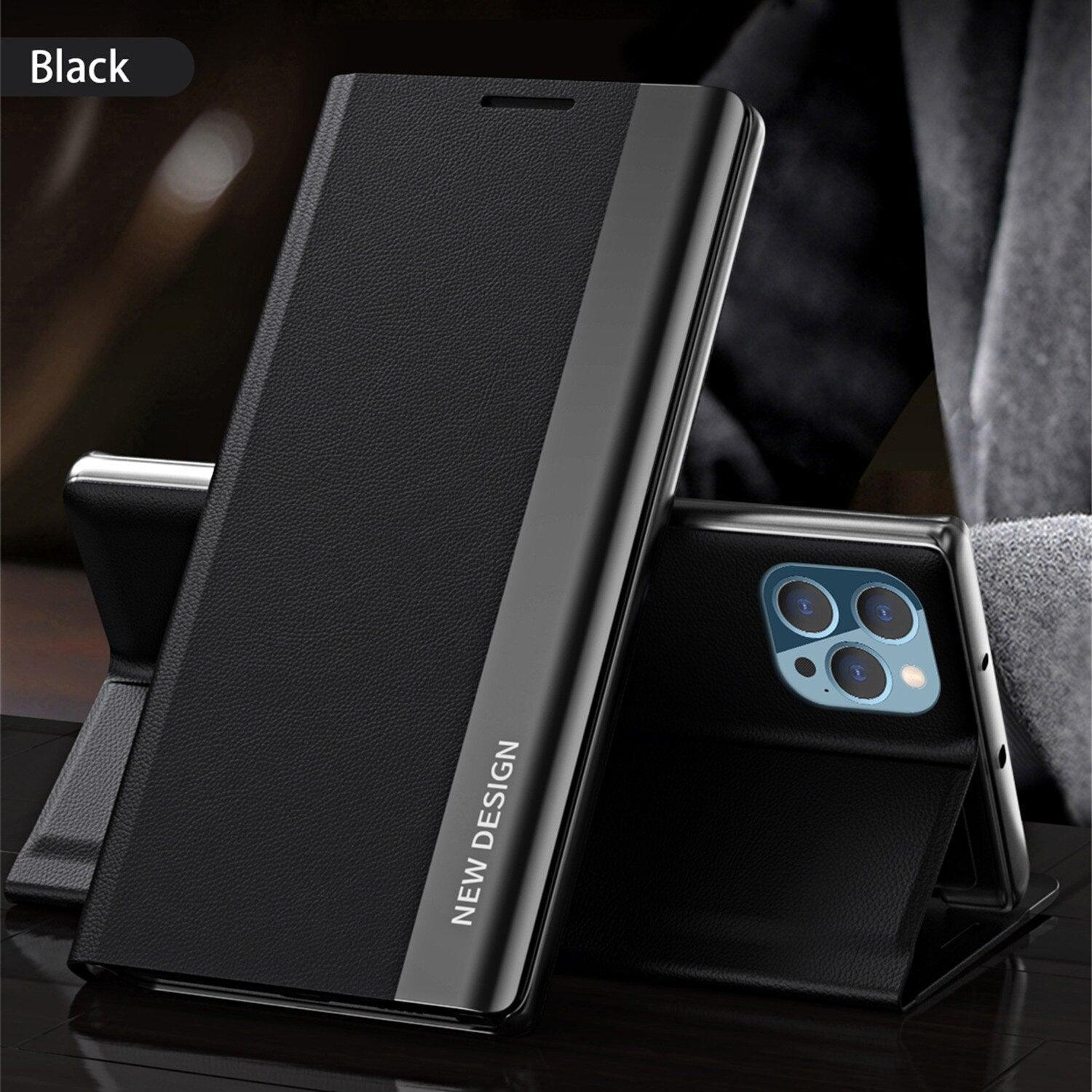 Étui portefeuille à rabat de luxe pour iPhone 14 Pro Max 12 13 Mini, élégant, avec support, en cuir magnétique, étui de protection rouge de luxe antichoc avec support