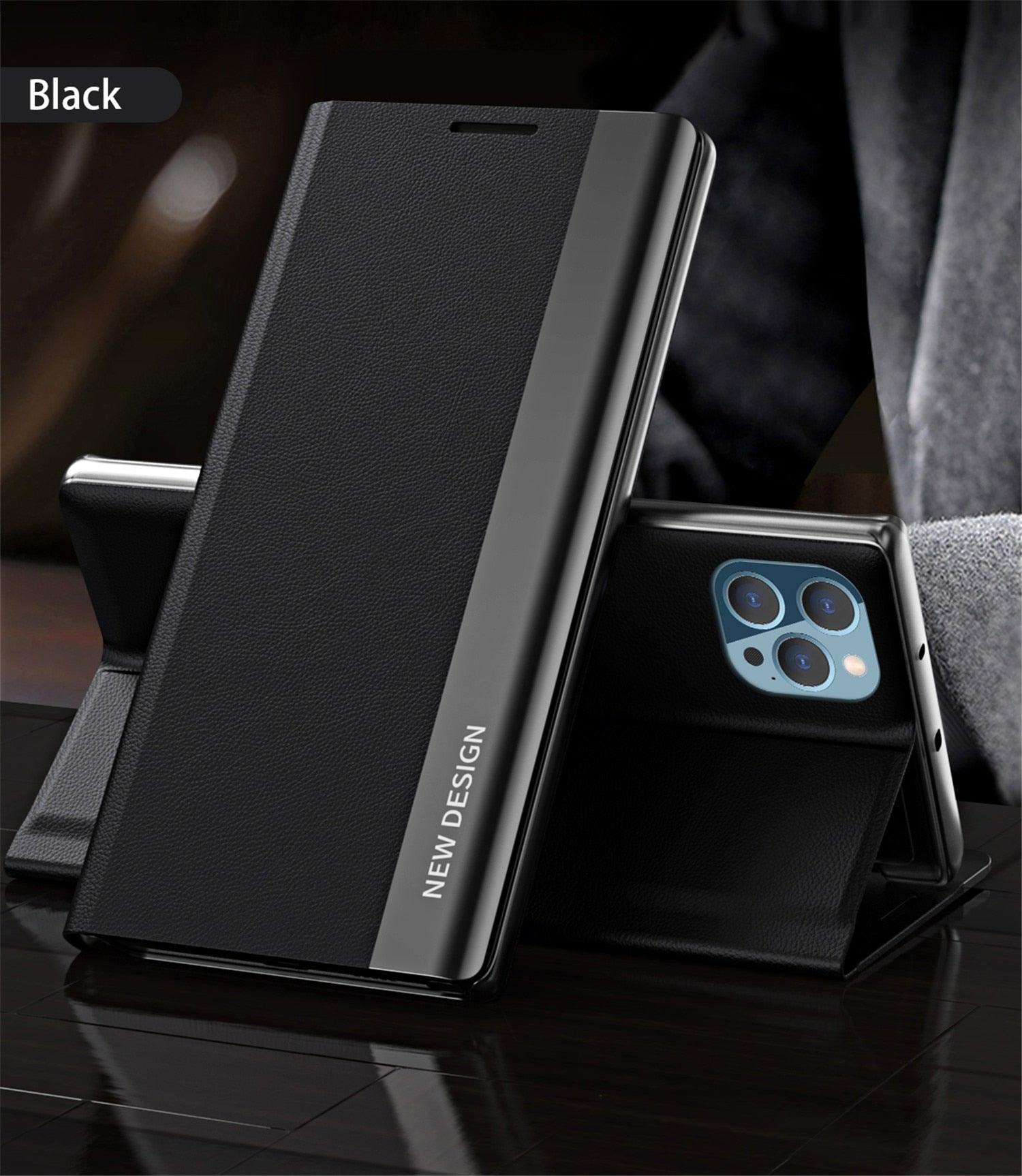 Étui portefeuille à rabat de luxe pour iPhone 14 Pro Max 12 13 Mini, élégant, avec support, en cuir magnétique, étui de protection rouge de luxe antichoc avec support