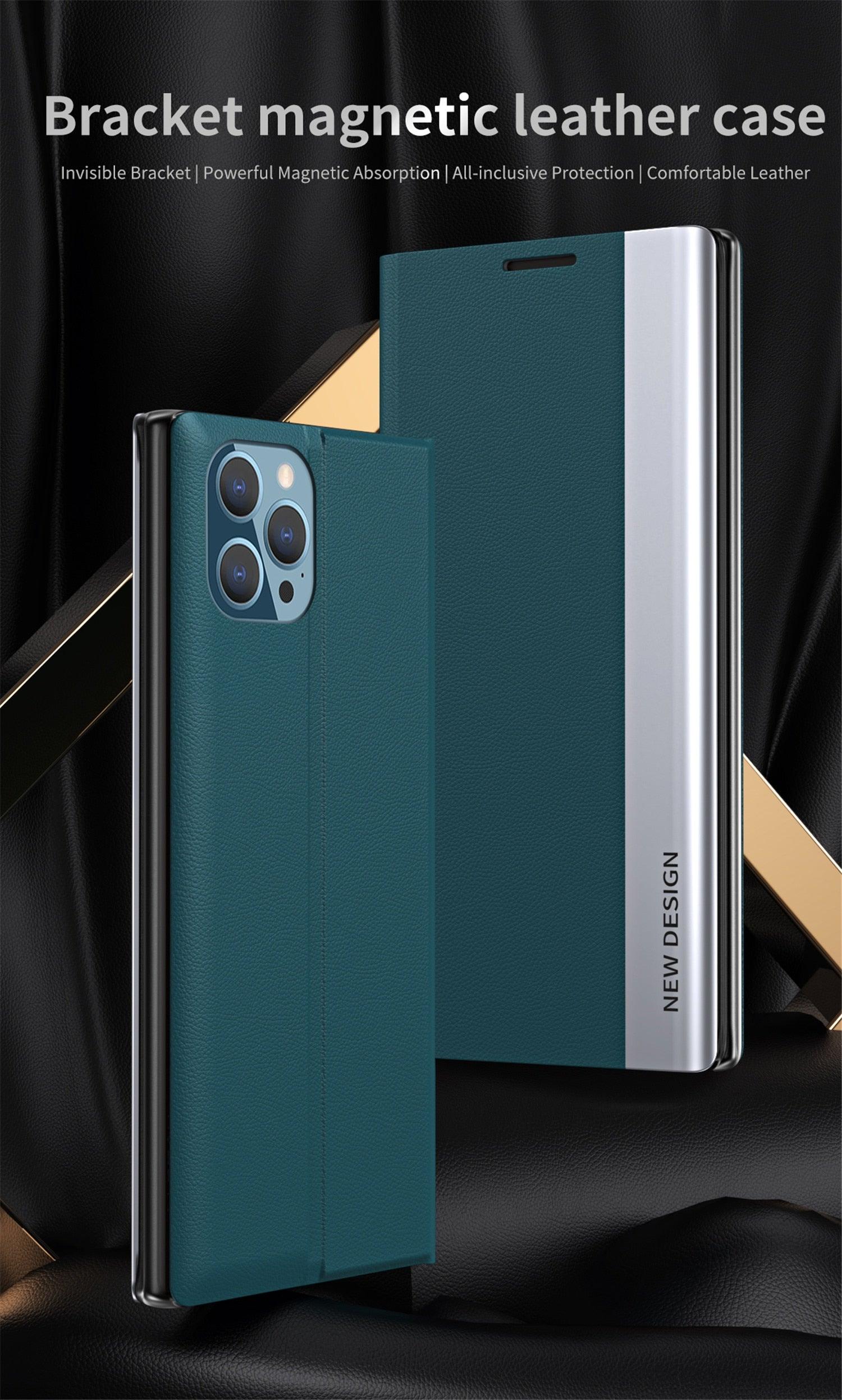 Étui portefeuille à rabat de luxe pour iPhone 14 Pro Max 12 13 Mini, élégant, avec support, en cuir magnétique, étui de protection rouge de luxe antichoc avec support