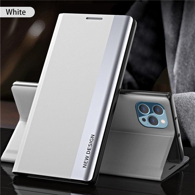 Étui portefeuille à rabat de luxe pour iPhone 14 Pro Max 12 13 Mini, élégant, avec support, en cuir magnétique, étui de protection rouge de luxe antichoc avec support