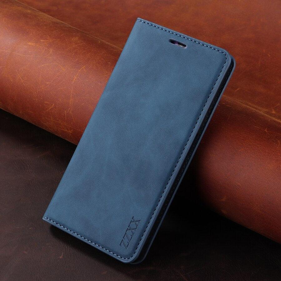 Étui portefeuille antichoc en cuir avec blocage RFID pour Xiaomi Redmi Note 11 10 9 8 7 10C 10A 9 9A 9C 9T 8 Xiaomi Poco X3 X4 NFC M3 M4 Pro F3 avec fentes pour cartes, étui de protection à rabat en cuir magnétique