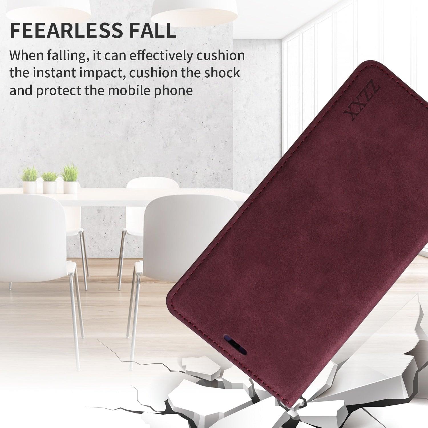 Étui portefeuille antichoc en cuir avec blocage RFID pour Xiaomi Redmi Note 11 10 9 8 7 10C 10A 9 9A 9C 9T 8 Xiaomi Poco X3 X4 NFC M3 M4 Pro F3 avec fentes pour cartes, étui de protection à rabat en cuir magnétique