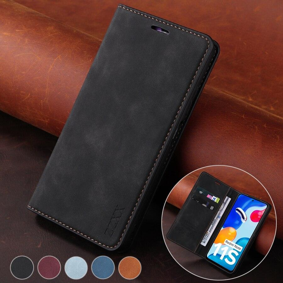 Étui portefeuille antichoc en cuir avec blocage RFID pour Xiaomi Redmi Note 11 10 9 8 7 10C 10A 9 9A 9C 9T 8 Xiaomi Poco X3 X4 NFC M3 M4 Pro F3 avec fentes pour cartes, étui de protection à rabat en cuir magnétique
