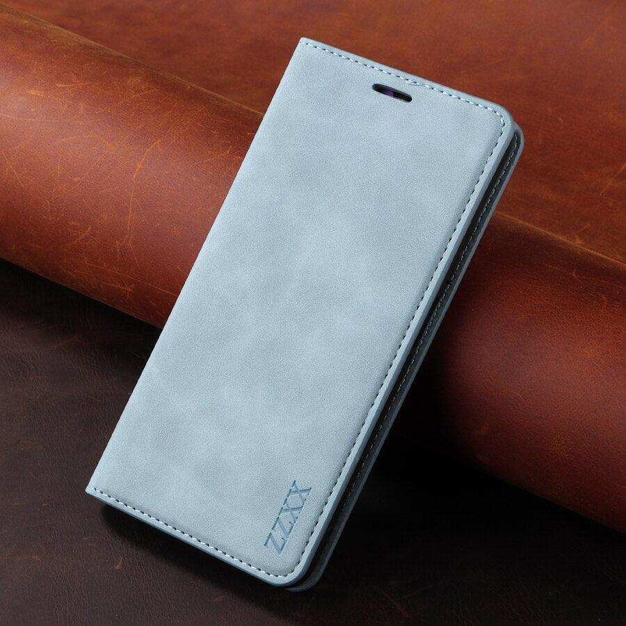Étui portefeuille antichoc en cuir avec blocage RFID pour Xiaomi Redmi Note 11 10 9 8 7 10C 10A 9 9A 9C 9T 8 Xiaomi Poco X3 X4 NFC M3 M4 Pro F3 avec fentes pour cartes, étui de protection à rabat en cuir magnétique