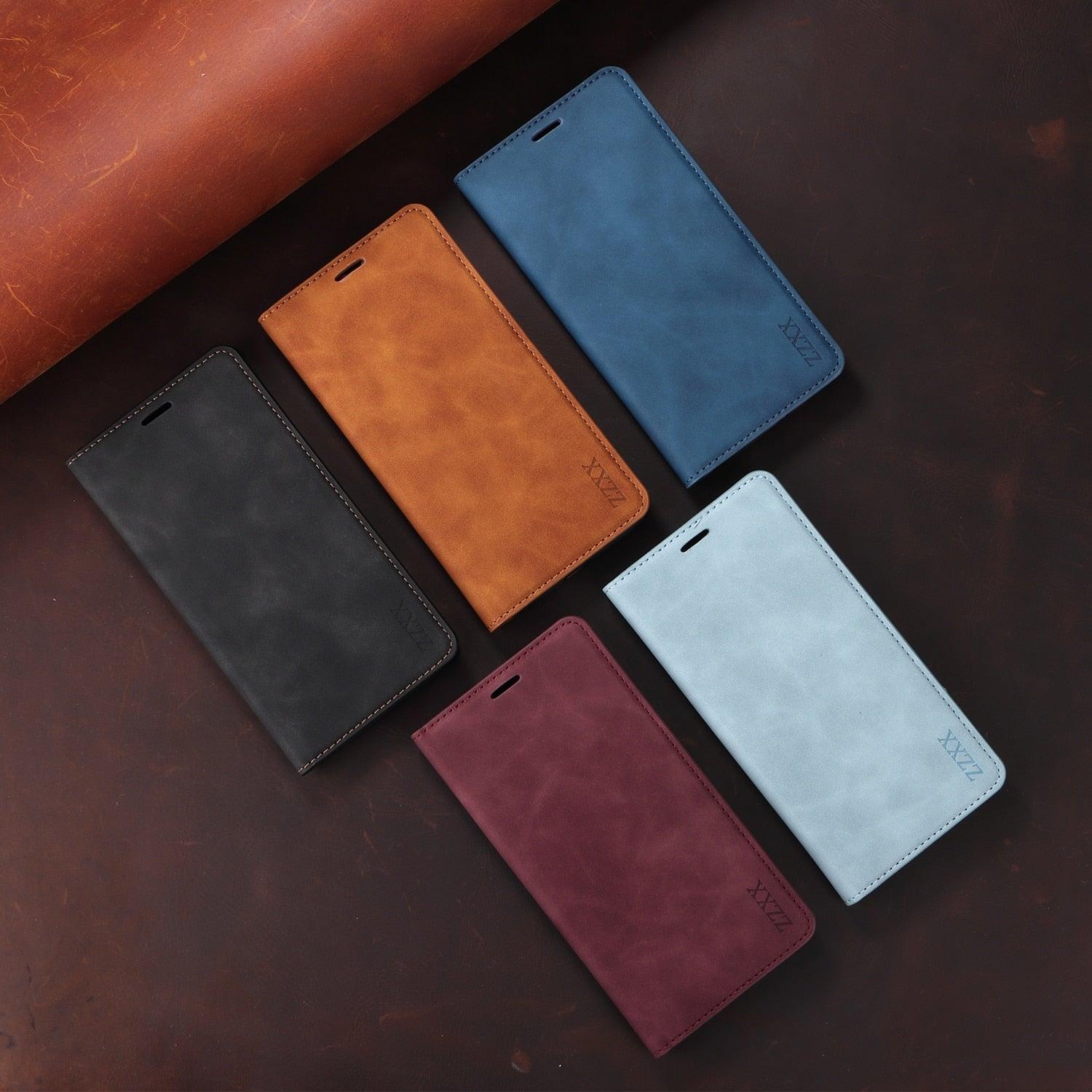 Étui portefeuille antichoc en cuir avec blocage RFID pour Xiaomi Redmi Note 11 10 9 8 7 10C 10A 9 9A 9C 9T 8 Xiaomi Poco X3 X4 NFC M3 M4 Pro F3 avec fentes pour cartes, étui de protection à rabat en cuir magnétique