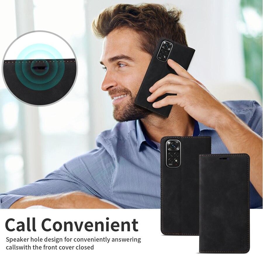 Étui portefeuille antichoc en cuir avec blocage RFID pour Xiaomi Redmi Note 11 10 9 8 7 10C 10A 9 9A 9C 9T 8 Xiaomi Poco X3 X4 NFC M3 M4 Pro F3 avec fentes pour cartes, étui de protection à rabat en cuir magnétique