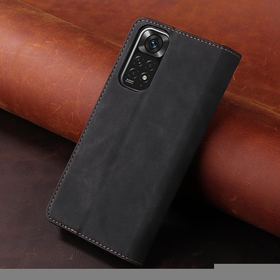 Étui portefeuille antichoc en cuir avec blocage RFID pour Xiaomi Redmi Note 11 10 9 8 7 10C 10A 9 9A 9C 9T 8 Xiaomi Poco X3 X4 NFC M3 M4 Pro F3 avec fentes pour cartes, étui de protection à rabat en cuir magnétique