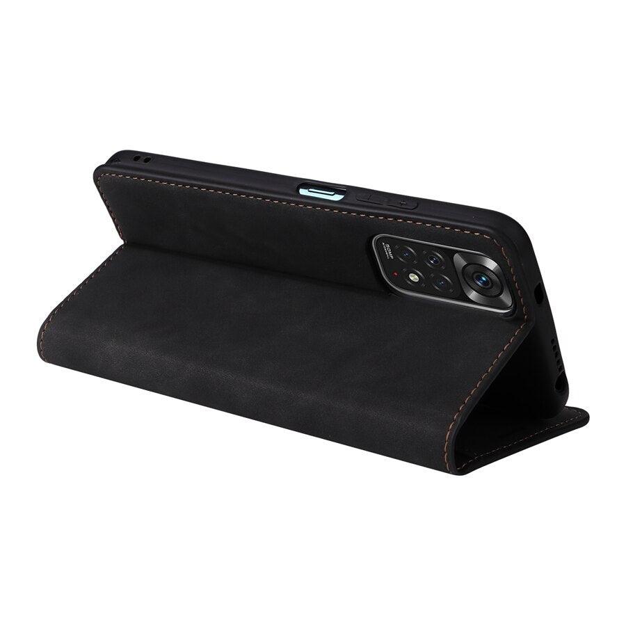 Étui portefeuille antichoc en cuir avec blocage RFID pour Xiaomi Redmi Note 11 10 9 8 7 10C 10A 9 9A 9C 9T 8 Xiaomi Poco X3 X4 NFC M3 M4 Pro F3 avec fentes pour cartes, étui de protection à rabat en cuir magnétique