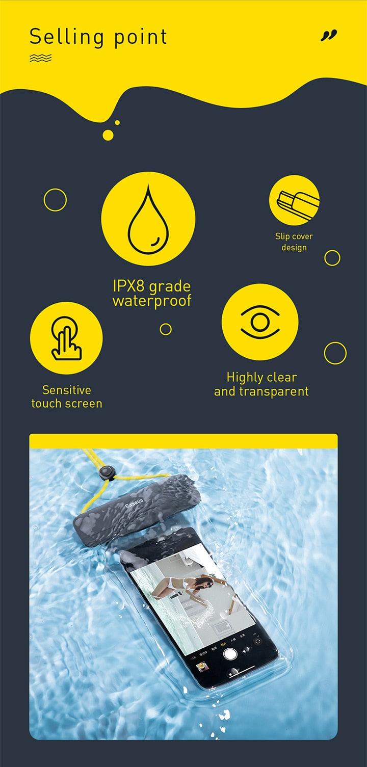 Pochette de téléphone étanche flottante pour la natation, étui de téléphone portable pour la natation, la plongée, le surf, la plage, étuis de téléphone étanches pour la natation et la navigation de plaisance de 7,2 pouces