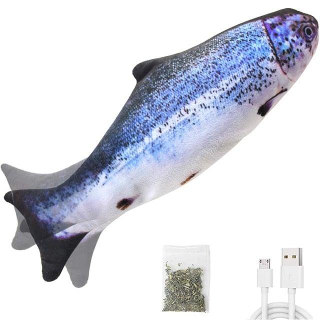 Jouet poisson Flappy Fish pour chats, jouet poisson en mouvement pour chats, jouet poisson interactif qui se tortille pour chats, jouet poisson qui danse, jouets pour chats avec herbe à chat, jouet amusant pour l'exercice des chats