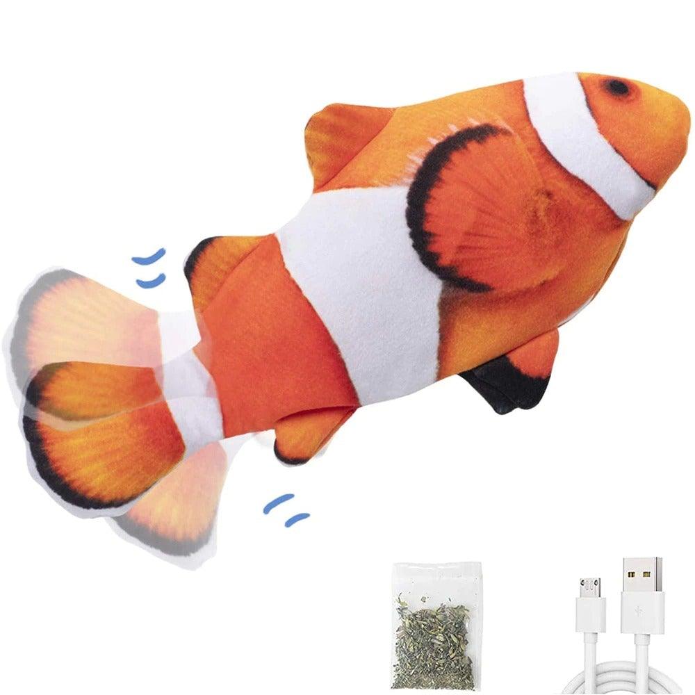 Jouet poisson Flappy Fish pour chats, jouet poisson en mouvement pour chats, jouet poisson interactif qui se tortille pour chats, jouet poisson qui danse, jouets pour chats avec herbe à chat, jouet amusant pour l'exercice des chats