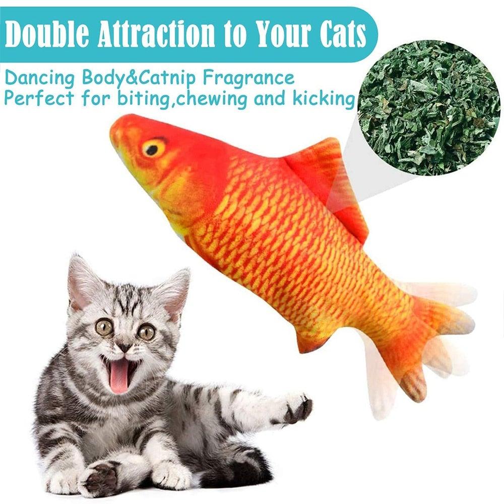 Jouet poisson Flappy Fish pour chats, jouet poisson en mouvement pour chats, jouet poisson interactif qui se tortille pour chats, jouet poisson qui danse, jouets pour chats avec herbe à chat, jouet amusant pour l'exercice des chats