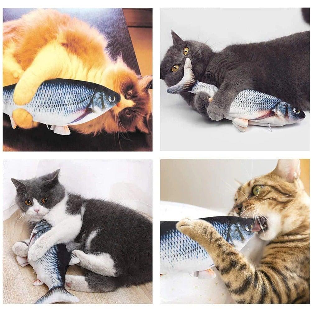 Jouet poisson Flappy Fish pour chats, jouet poisson en mouvement pour chats, jouet poisson interactif qui se tortille pour chats, jouet poisson qui danse, jouets pour chats avec herbe à chat, jouet amusant pour l'exercice des chats