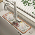 Tapis absorbant pour robinet d'évier à motif floral