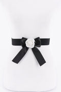 Ceinture élastique en ruban de satin et fleur