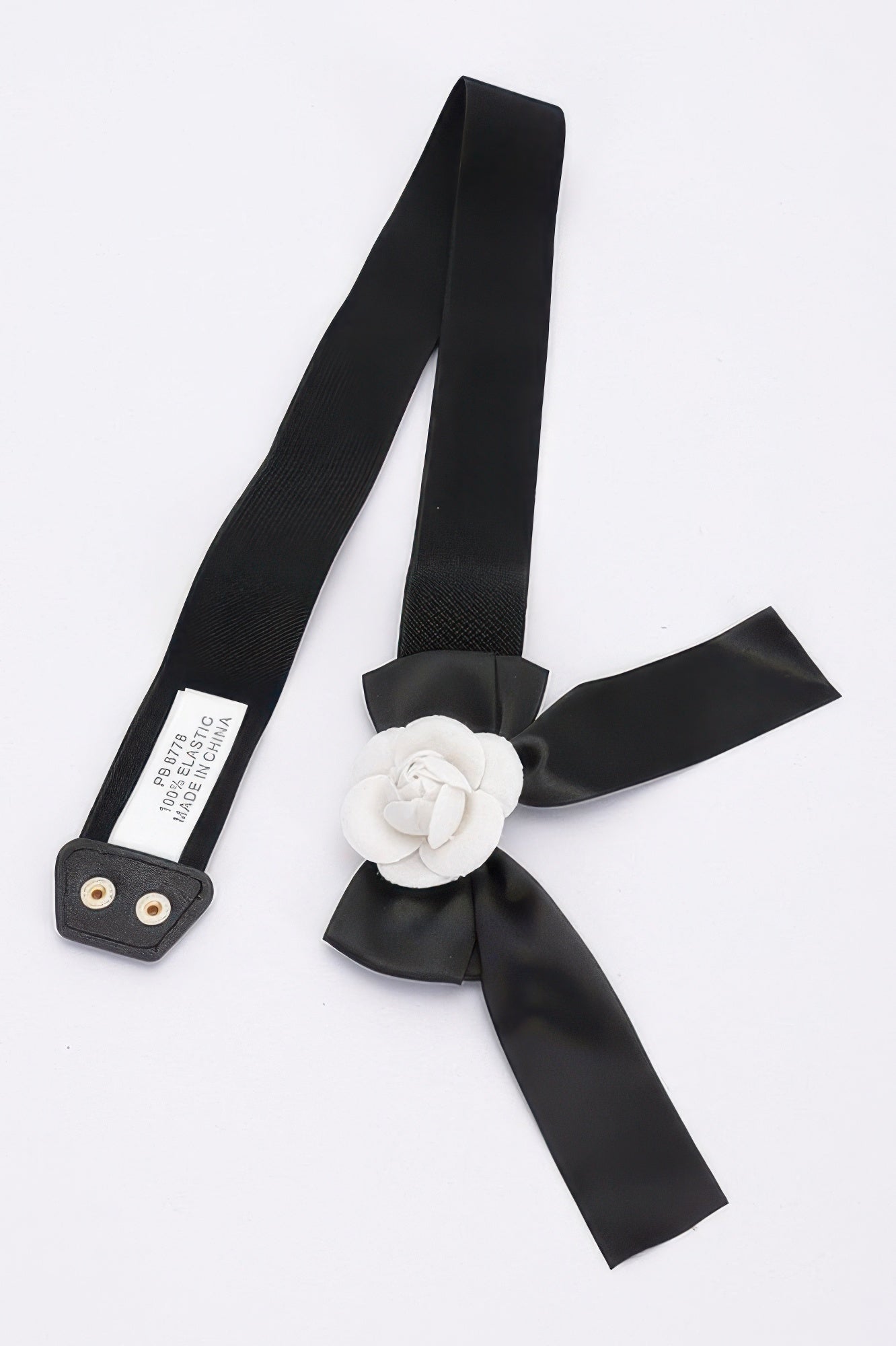 Ceinture élastique en ruban de satin et fleur