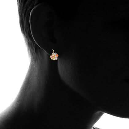 Boucles d'oreilles pendantes à levier en forme de fleur, ornées de cristaux Swarovski
