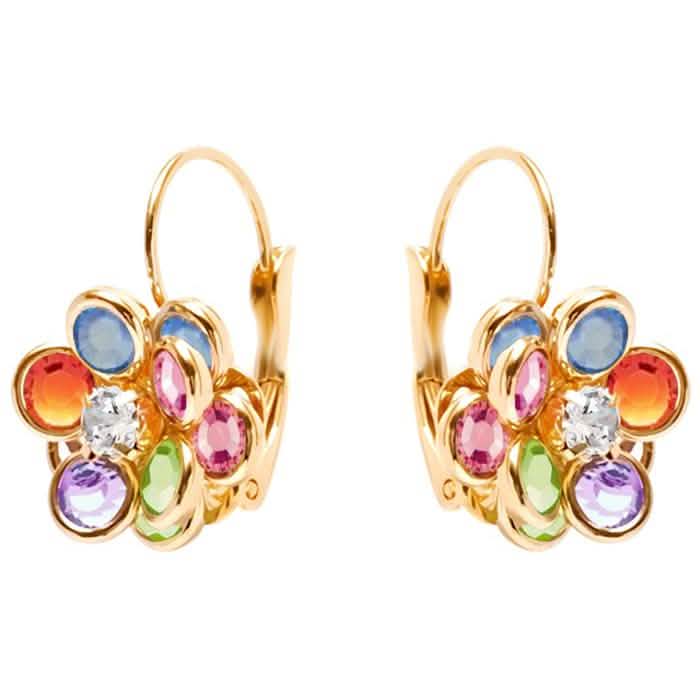 Boucles d'oreilles pendantes à levier en forme de fleur, ornées de cristaux Swarovski