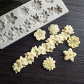 Fleurs Moule en silicone Gâteau Circonférence Bouquet de fleurs Moule Moule à bonbons souples Rose Belle marguerite Feuille de rose et Mini fleurs Bonbons en silicone Moule écologique
