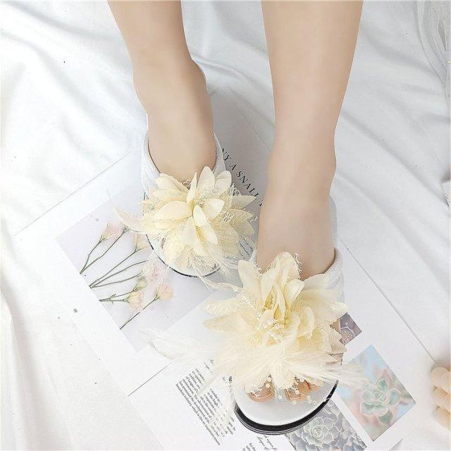 Chaussons à fleurs Claquettes d'été Chaussures compensées pour femmes Tongs à talons épais Tongs de douche de plage Tongs de piscine à séchage rapide Sandales de plage Tongs d'intérieur à bout ouvert