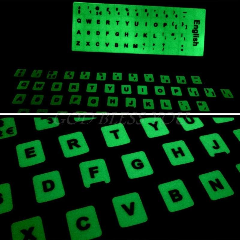 Autocollants de clavier fluorescents différentes langues optionnelles Film protecteur de clavier lumineux imperméable Protecteur de peau de clavier d'ordinateur portable de jeu pour les amateurs de jeux