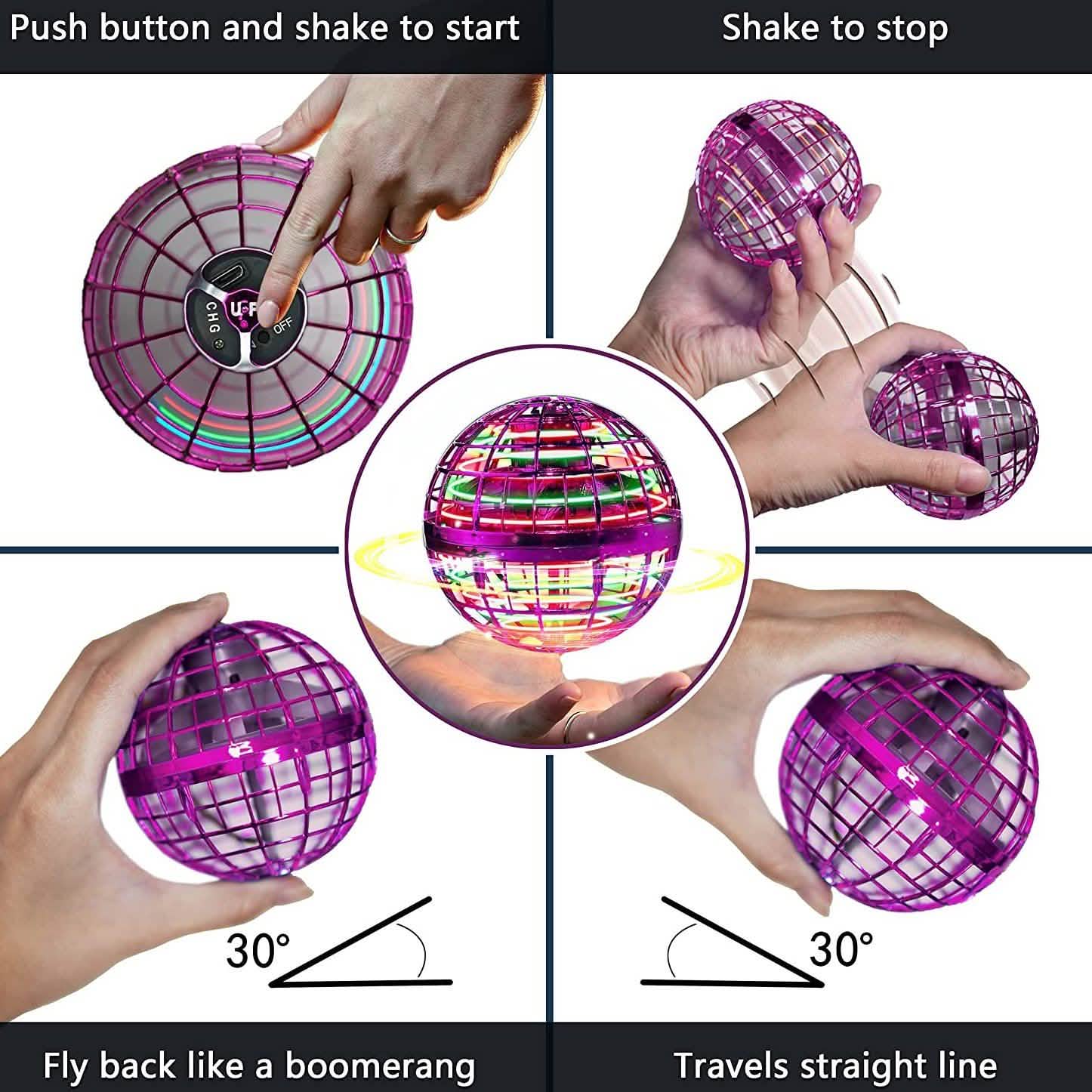 Balle volante Orb rechargeable, toupie boomerang, drone OVNI