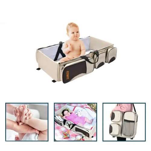 Sac à langer de voyage pliable 3-en-1 avec couffin et matelas à langer