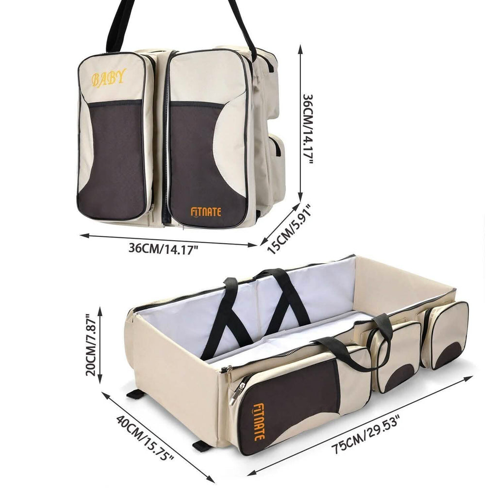 Sac à langer de voyage pliable 3-en-1 avec couffin et matelas à langer