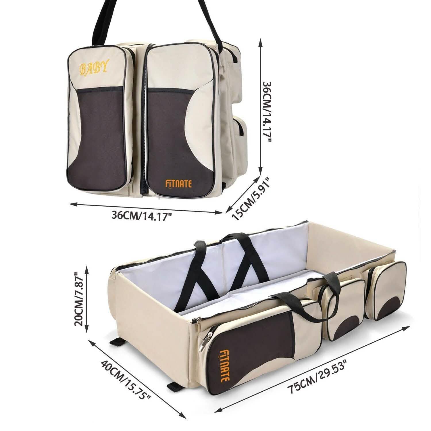 Sac à langer de voyage pliable 3-en-1 avec couffin et matelas à langer