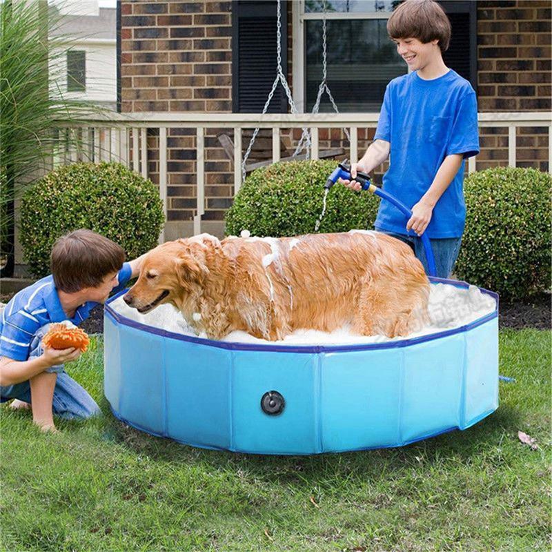 Piscine pliable pour chien, en PVC, baignoire pour animaux de compagnie, tapis rafraîchissant, piscine pour grands et moyens chiens, accessoires, piscine pliable en PVC pour animaux de compagnie, baignoire pour chiens.