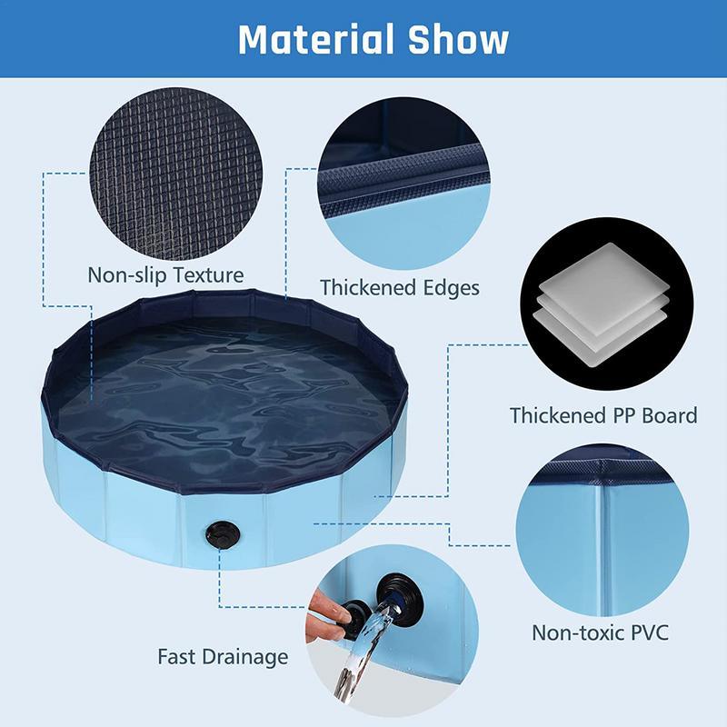 Piscine pliable pour chien, en PVC, baignoire pour animaux de compagnie, tapis rafraîchissant, piscine pour grands et moyens chiens, accessoires, piscine pliable en PVC pour animaux de compagnie, baignoire pour chiens.