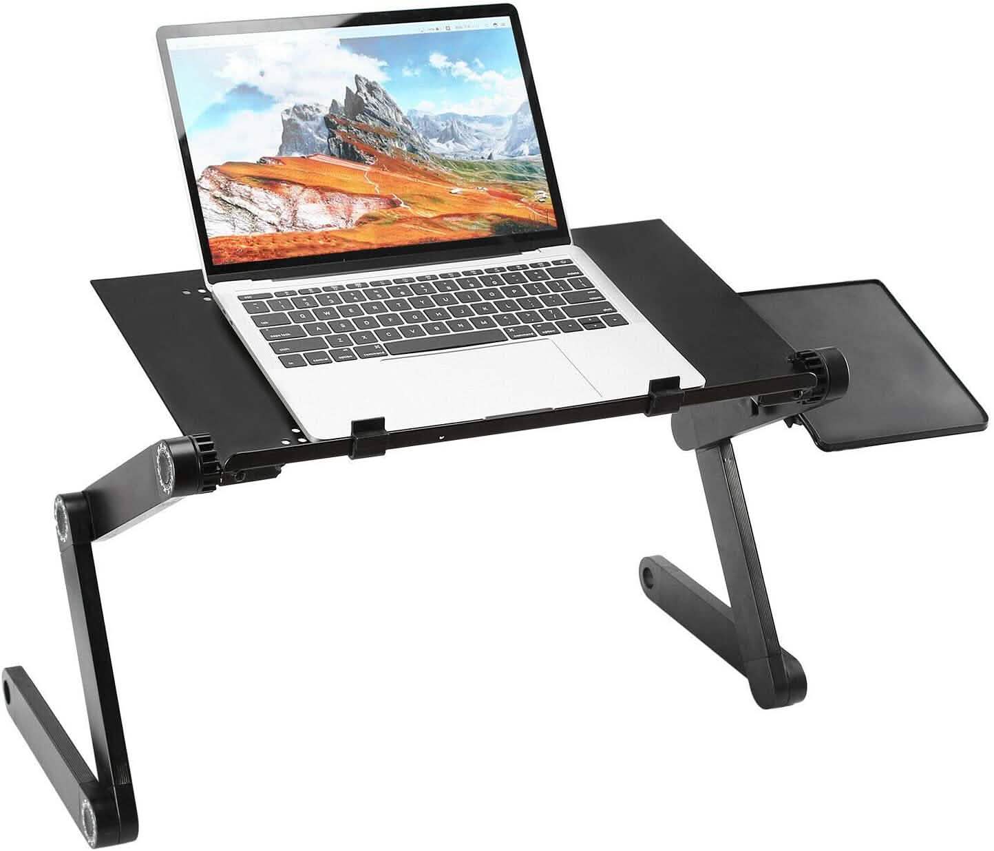 Table d'ordinateur portable pliable, bureau pour ordinateur portable avec tapis de souris intégré