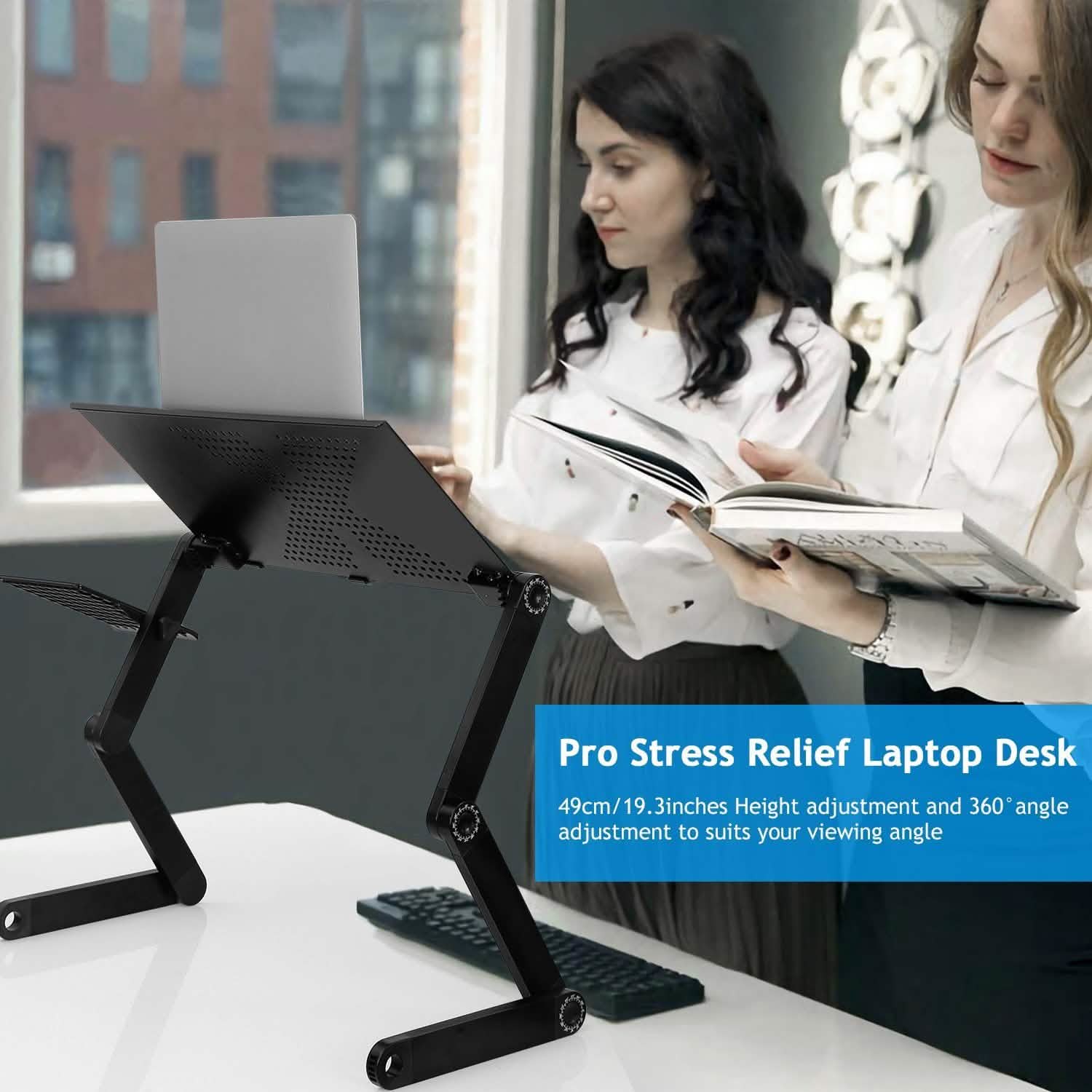 Table d'ordinateur portable pliable, bureau pour ordinateur portable avec tapis de souris intégré