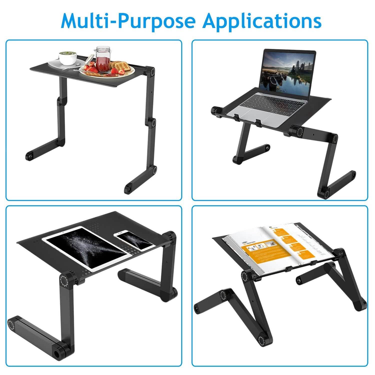 Table d'ordinateur portable pliable, bureau pour ordinateur portable avec tapis de souris intégré