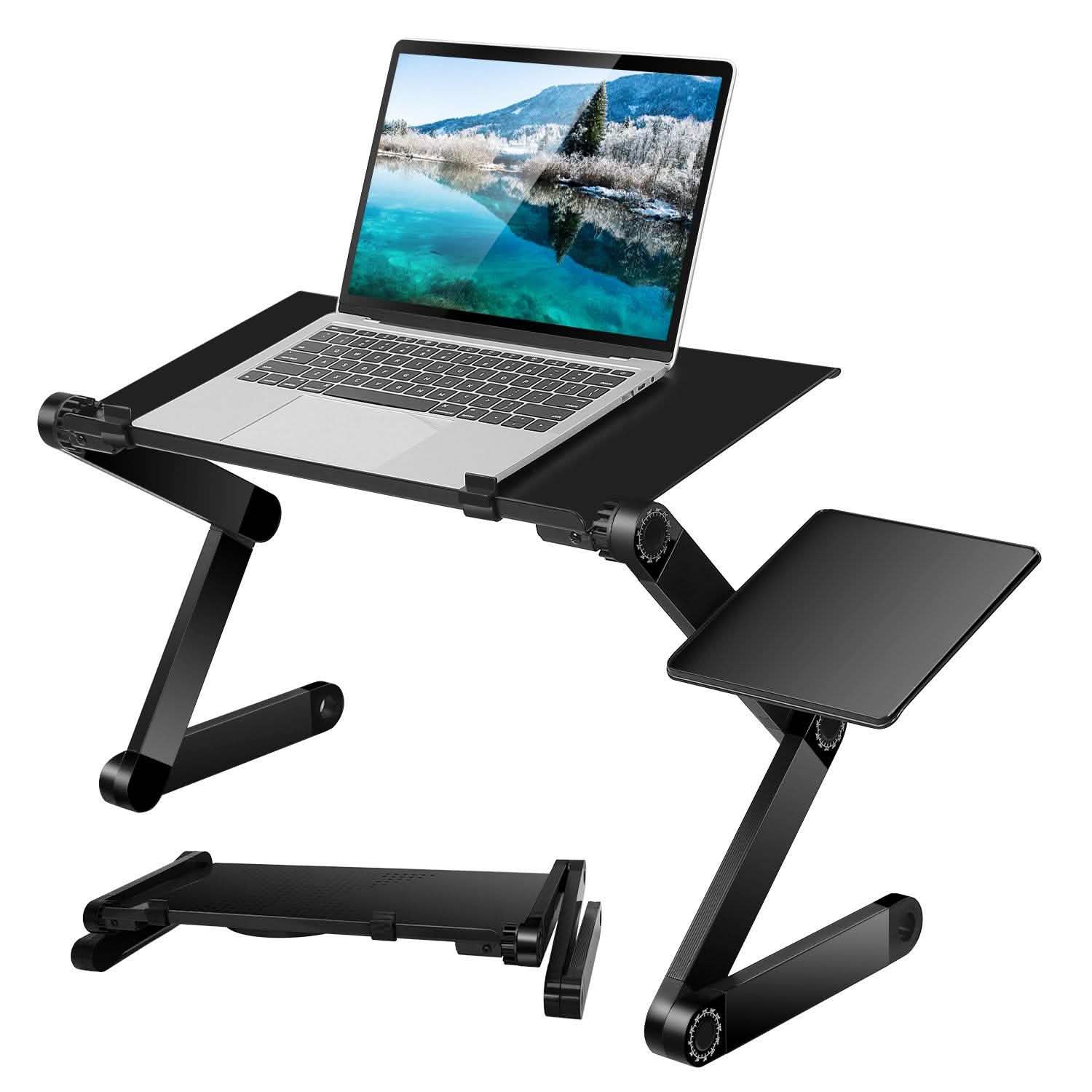 Table d'ordinateur portable pliable, bureau pour ordinateur portable avec tapis de souris intégré