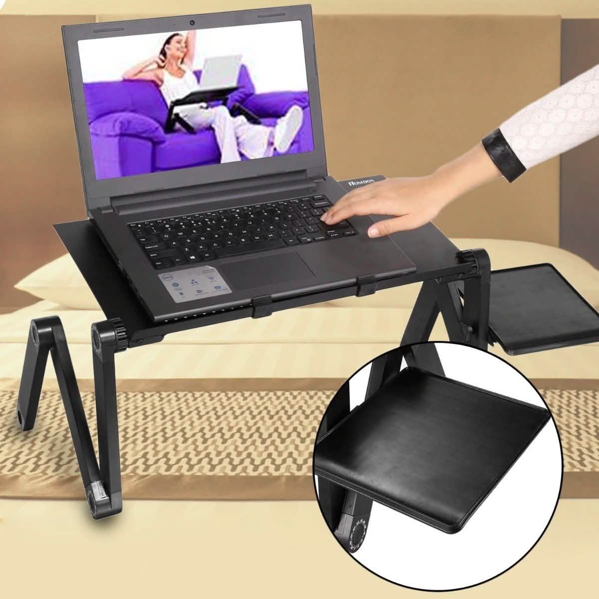 Table de lit pliable pour ordinateur portable avec tapis de souris