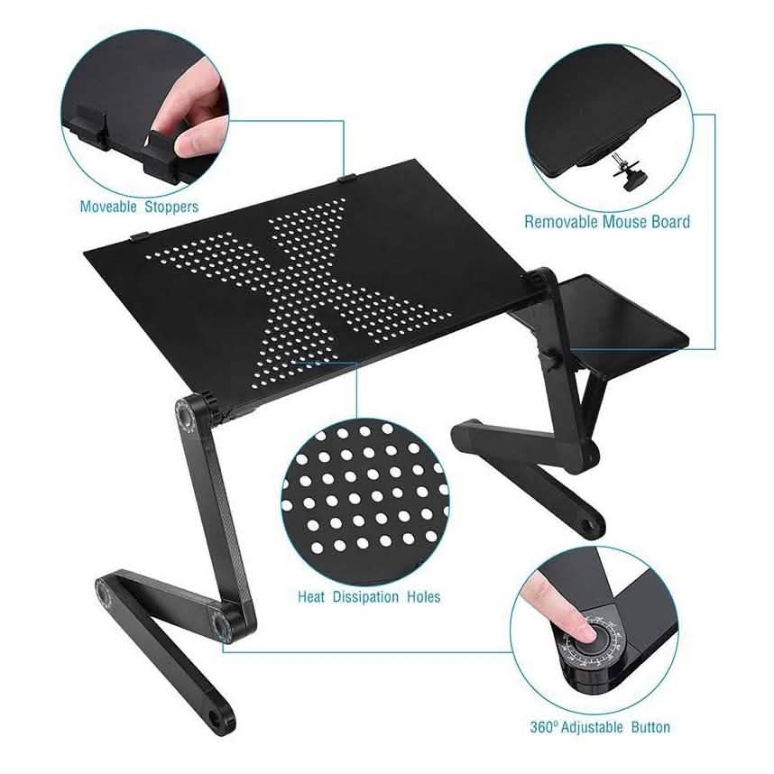 Table de lit pliable pour ordinateur portable avec tapis de souris