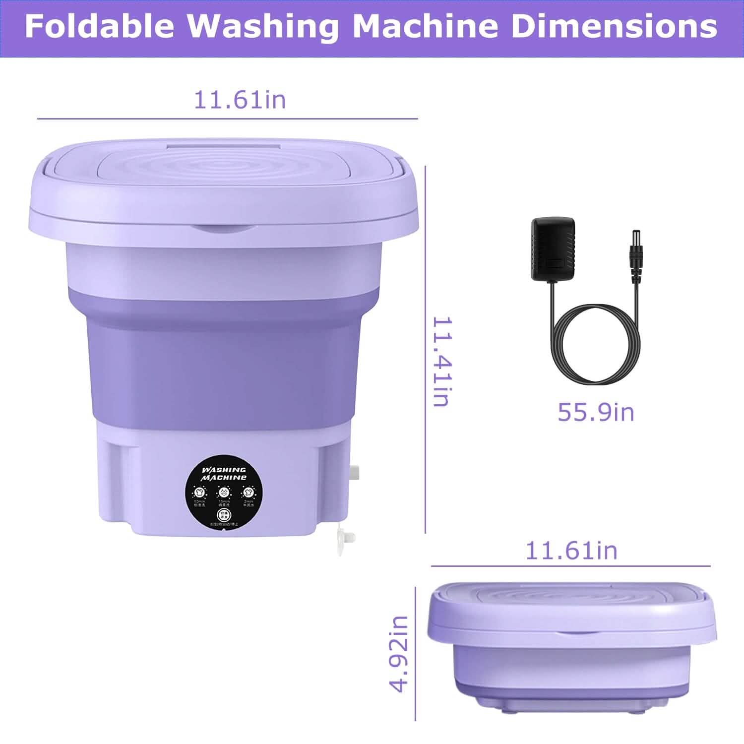 Machine à Laver Pliable avec Panier d'Essorage Détachable