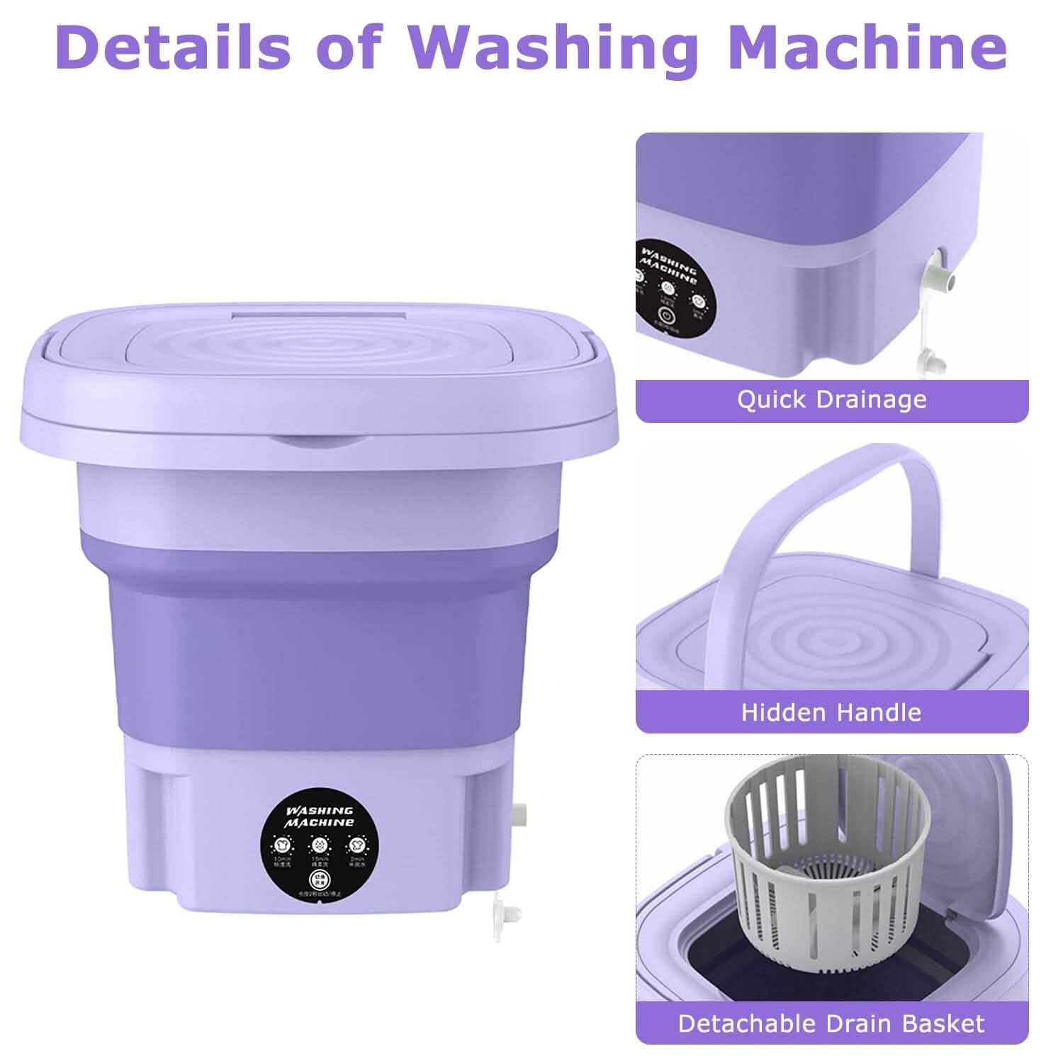 Machine à Laver Pliable avec Panier d'Essorage Détachable
