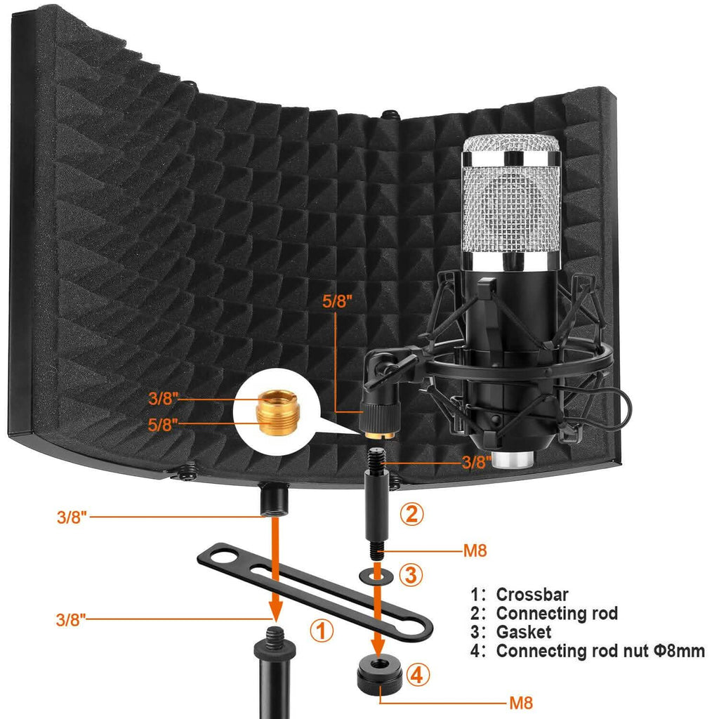 Filtre anti-pop pliable avec trépied réglable pour microphone